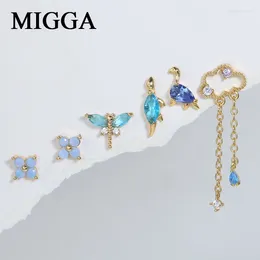 Stud Earrings MIGGA 6pcs Multicolor Zircon Flower Animal Small Set Gold Colour Women Crystal Jewellery
