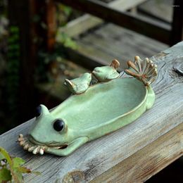 Other Bird Supplies Frog Feeder For Outside Cartoon Ceramic Birdbaths Wild Bath Bowl Succulent Flower Pot Outdoor Garden Decor