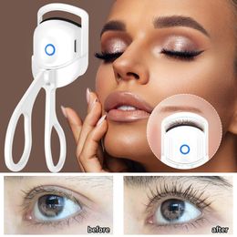 Electric Heated Eyelash Curler Mini Eyelashes Curls Thermal Eyelash Curler Temperature Control Charging Long Lasting Makeup Tool 240518