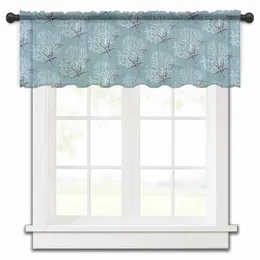 Curtain Coral Starfish Blue Kitchen Small Window Tulle Sheer Short Bedroom Living Room Home Decor Voile Drapes