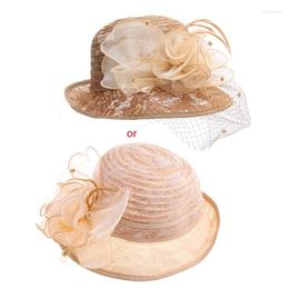 Berets Women Retro Lace Cloche Hat Mesh Veil Floral Wedding Fascinator Dropship