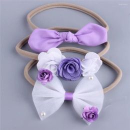 Hair Accessories 3PCS/Set Stretch Nylon Born Baby Headband Princess Flower Mesh Bowknot Hairbands Infants Elastic Headbands Girl Headwear