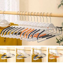 Hangers 10Pcs Plastic Anti-Slip Clothes Hanger Non-marking Black/Orange/Grey/Blue Clothing Drying Rack Space Saving Dual-use
