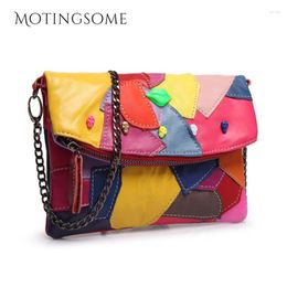 Shoulder Bags Genuine Leather Women Handbag And Purse Colorful Patchwork Bag Sheep Messenger 2024 Women's Trend