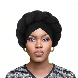 Ethnic Clothing Glitter Braid African Headtie Head Wraps Women Headscarf Bonnet Nigerian Wedding Auto Gele Cap Party Headwear Headdress Hat