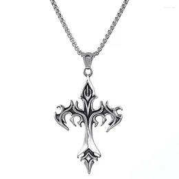 Pendant Necklaces Hip Hop Fashion Jewelry Unique Design Stainless Steel Flame Cross Necklace Goth Gift For Women Men