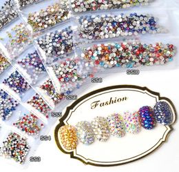 1440pcspack Colourful Nail Rhinestones SS3SS10 Non Fix Crystal Rhinestone 3d Flatback Glass Strass Glitter Decorations7595878