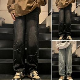 Men's Jeans Men Denim Oversize Star Aesthetic Pants Wide Leg For High Street Fashion Korean Vintage Grunge Women