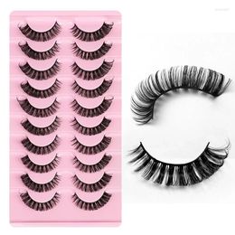 False Eyelashes 10 Pairs Russian Strip DD Curl Lashes Faux Mink 3D Reusable Fluffy Extensions