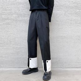 Men's Pants For Spring The Black And White Contrasting Patchwork Design Casual Fashion Trend Of Large