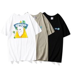 High quality fashion designer clothing ripndip cartoon animal cat printing short sleeve cotton youth lovers tshirt for men and wo5655449