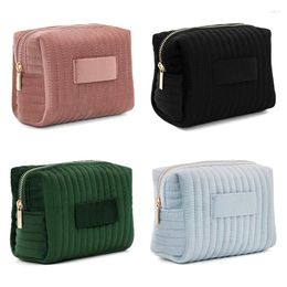 Cosmetic Bags Soft Plush Velvet Bag Embroidery Needle Touch-up Zippered Storage Toiletry