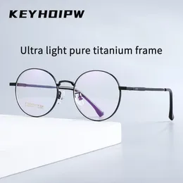 Sunglasses Frames KEYHOIRW Fashion Retro Lightweight Small Optical Glasses Pure Titanium Round Prescription Eyeglass For Men And Women 8125