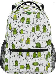 Backpack Funny Frogs Pattern Print Travel For School Water Resistant Bookbag