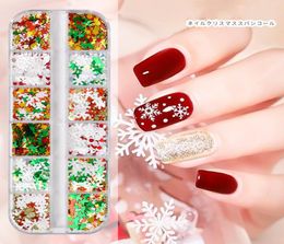 12 GridsSets Nail Glitter Stickers Snowflake Snow Christmas DIY Flakes Palette Manicure Slice Nail Art Decoration8666801