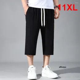 Men's Pants Summer Calf-length Men Straight Plus Size 10XL 11XL Fashion Casual Elastic Waist Male Big Bottom