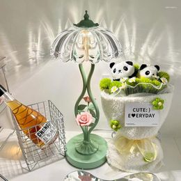 Table Lamps Light Luxury High-end Lamp Retro Flower Night Lights Iron Stand Atmosphere Exquisite Bedroom Indoor Lighting