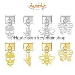 Charms Hapiship 2024 Women New Skl Butterfly Honeybee Italian Links Fit 9Mm Stainless Steel Bracelet Making Diy Jewellery Dj822 Drop Del Otgl9