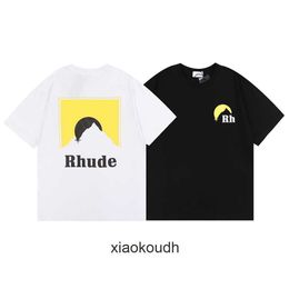 Rhude High end designer T shirts for sunset printed trendy street high street men and women lovers short sleeve T-shirt With 1:1 original labels