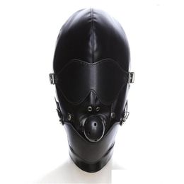 Party Masks Erotic Mask Cosplay Fetish Bondage Headgear With Mouth Ball Gag Bdsm Leather Hood For Men Adt Games Sm1613742 Drop Deliver Dhcyf