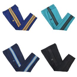 Colourful Mens Pants Needles Track Pant Butterfly Embroidery Side Webbing Patchwork Striped Elastic Workout Running Trousers Casual Loose Jogging