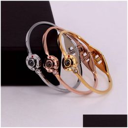 Bangle New Fashion Titanium Steel 520 I Love You Bracelet 100 Kind Languages Bangles For Women Valentines Day Gift Drop Delivery Jewel Otjf9