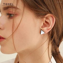 Stud Earrings Shell For Women Stainless Steel Gold Colour Triangular Geometric Classic Elegant High Quality Waterproof Jewel