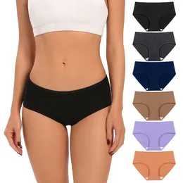 Women's Panties 6 PCS Womens Cotton Hipster Underwear Low Waist Crotch Briefs Ladies Full Seat Coverage Large Size