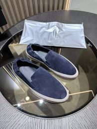 2024 Summer Designer Skate Shoe Men Casual Shoes Comfortable white blue soft sole boat calf leather and suede slip on trainers man platform lazy sneakers EU38-46 box