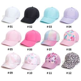 Girls Baseball 3-6T Toddler Girl High Messy Bun Cap with Hole Breathable Sun-shade Hats for Kids L2405