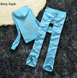 Juicy Velvet Tracksuit Juicy Tracksuit Women Velvet 2023 's Brand Velour Sewing Suit Track Hoodies And Pants Sets New high fallow top quality 24ss 125