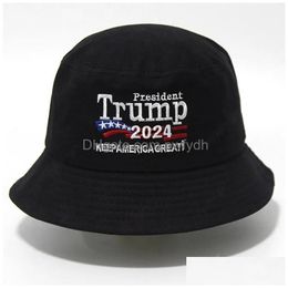 Party Hats 2024 Donald Trump Embroidery Bucket Hat Keep America Fish Cap Drop Delivery Home Garden Festive Supplies Dhe8O