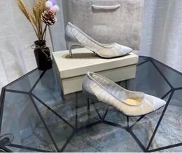2024 Summer Roman lace dress shoes Sandals love high heels pumps white mesh silver glitter pointed toe flat heel women shoe size 35-40