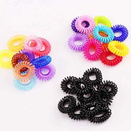 Hair Accessories 10 pieces/batch of new 2cm small telephone line hair rope girls colored elastic band childrens ponytail bracket adhesive accessories d240521