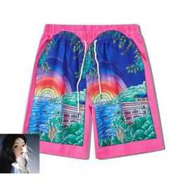 Fantasy Rainbow Tunnel Seascape Pattern Shorts Men Women High Quality Thin Hawaiian Loose Shortpant 240518