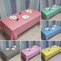 Table Cloth 1pc Disposable Pe Waterproof Tablecloth Striped Wavy Oil-proof Cover Picnic Party Decor Simple Thickened Plaid