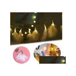 Party Decoration Christmas Led/Lights Fairy Lights Feather String Light Garland Led Curtain For Wedding/Home/Party/Birthday Drop Del Dhfrn