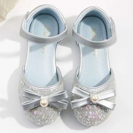 Sweet Princess for Girls Glitter Sequins Kids Flats Sandals Fashion Versatile Elegant Children Party Dress Single Shoes