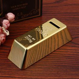 Gold Bullion Bar Plastic Piggy Bank Simulation Coin Money Boxes Creative Small Size Portable for Kids Children Birthday Gifts 240518