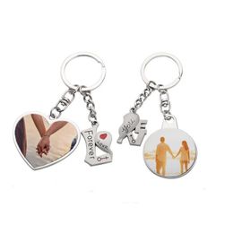 Party Favour Fedex Sublimation Couple Keychain Metal Letter Engraving Charm Heart-Shaped Key Ring Romantic Valentines Day Gift Drop Del Dh6Yb