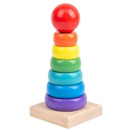 Aircraft Modle Rainbow Stacker Wooden Ring Education Toys Childrens Tower Stacking Blocks Colorful Shape Games Baby Montessori Toys Childrens Gifts s2452022
