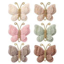 4.3cm Baby Girls Barrettes Handmade Wool Knitting Butterfly Hairpins Children Hair Clip Boutique Toddler Hair Accessories 6colors