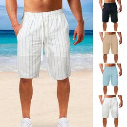 Men's Shorts For Men Fashion Korean Style Summer Striped Streetwear Slim Fit Printing Short Beach 2024