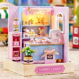 NEW DIY Wooden Mini Casa Doll Houses Miniature Building Kits with Furniture LED Coffee Store Dollhouse Toys for Friends Gifts a6d09