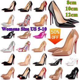 With Box High heel Red Bottoms Designers Womens Dress Shoes Wedge Luxurys Pump Platform Black Nude Leather Peep-toes Sexy Pointed Toe Red Sole 8cm 10cm 12cm Sandals