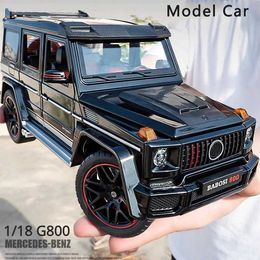 Diecast Model Cars 1 18 Mercedes-Benz G800 Alloy Car Model Simulation Sound Light Pull Back Toy Car Off-Road Suv Toy Boy Collection Decoration Gift Y240520XH2F