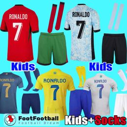 2024 Kids Ronaldo football kits soccer Jerseys 2024 2025 CR7 Kids Children Baby 24 25 Football shirt soccer Kit With Shorts Socks football set