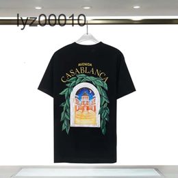 Luxury Clothing Street Shorts Sleeve Clothes Casablanca Fashion t Shirt Men Women Designers Tees Apparel Tops Man Casual Chest Letter QS7D