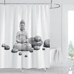 Shower Curtains Chinese Style Buddha Print Curtain Bathroom Fabric Waterproof Polyester Bath Decoration With Hook