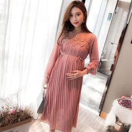 New Fashion Maternity Dresses Spring Autumn Long Pregnancy For Pregnant Women Dress Casual Clothes Plus Size L2405